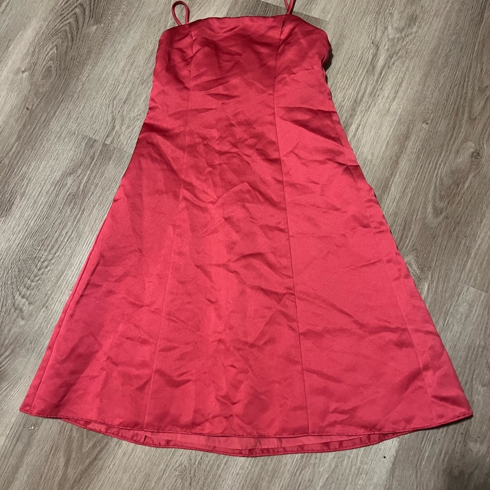 David's Bridal Striking Pink Mini Dress